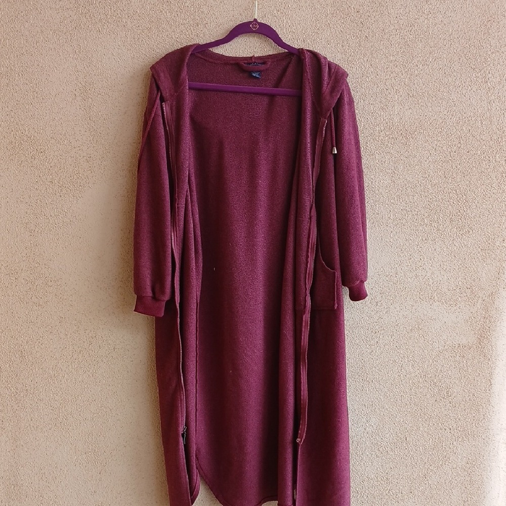 Charter Club Plum Hooded Cardigan